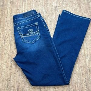 Seven 7 Slim Boot Double Stich Distressed Women' Jeans Size 34 Medium Wash